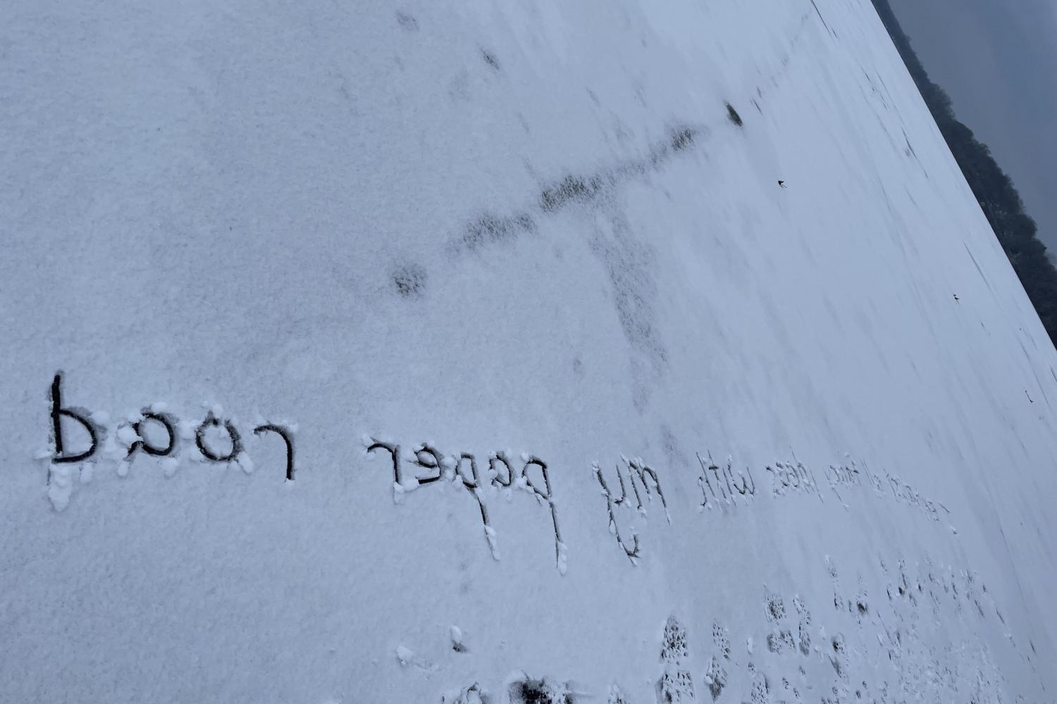 Writing in the snow composed during Writing/Walking/Winter class.
