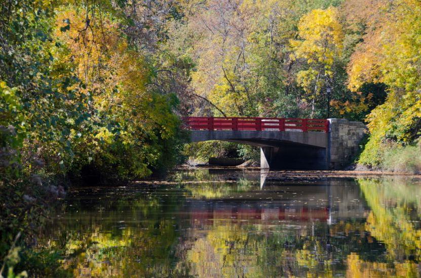 The red bridge in fall